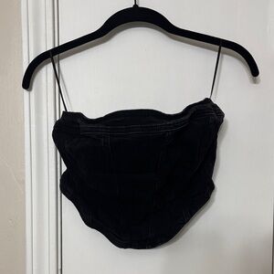 Black Denim Bustier Crop Top